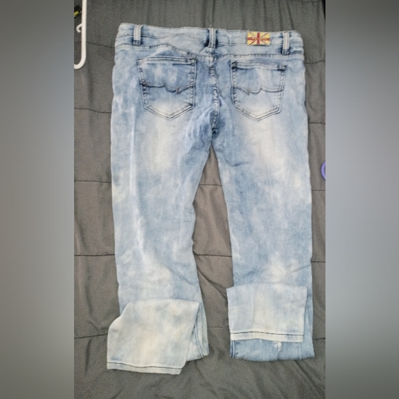 Machine Pour Neuf Mode Distressed Blue Jeans Size - Picture 2 of 3